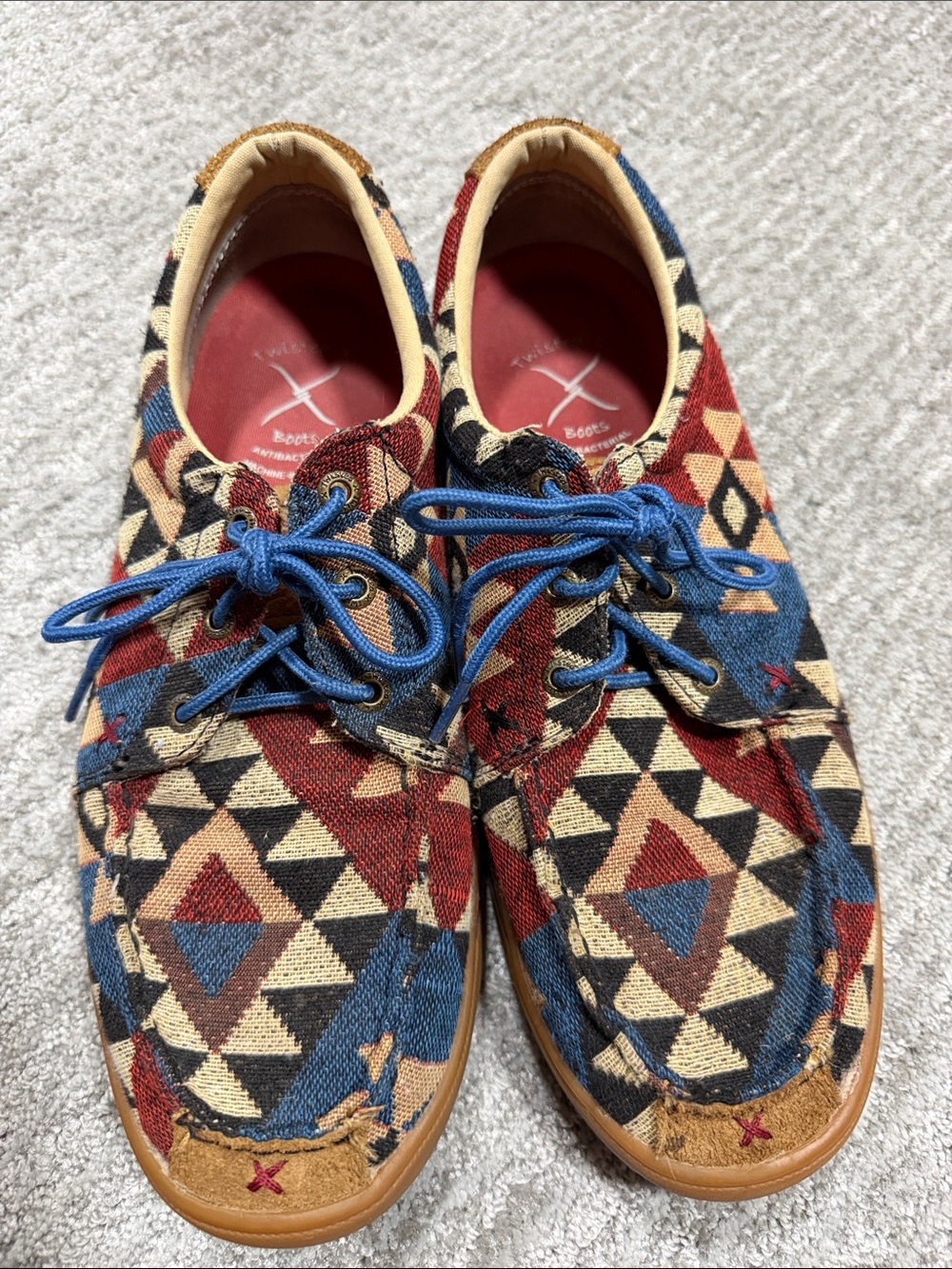 Twisted X Men’s Geometric Boat Shoes in Red, Blue, Black, Tan